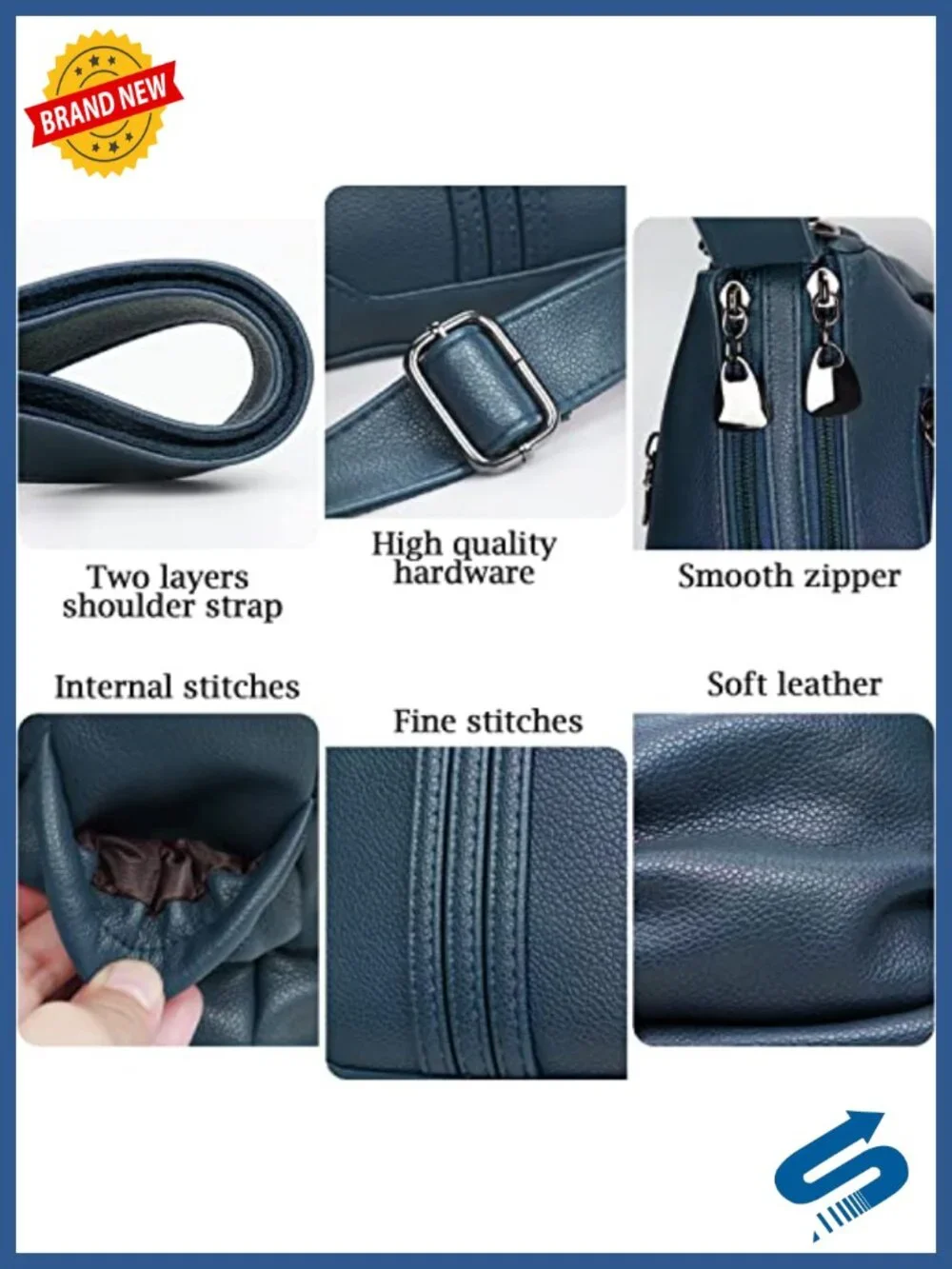 Soft PU Leather Shoulder Handbag Multi Pocket Crossbody Satchel Tote